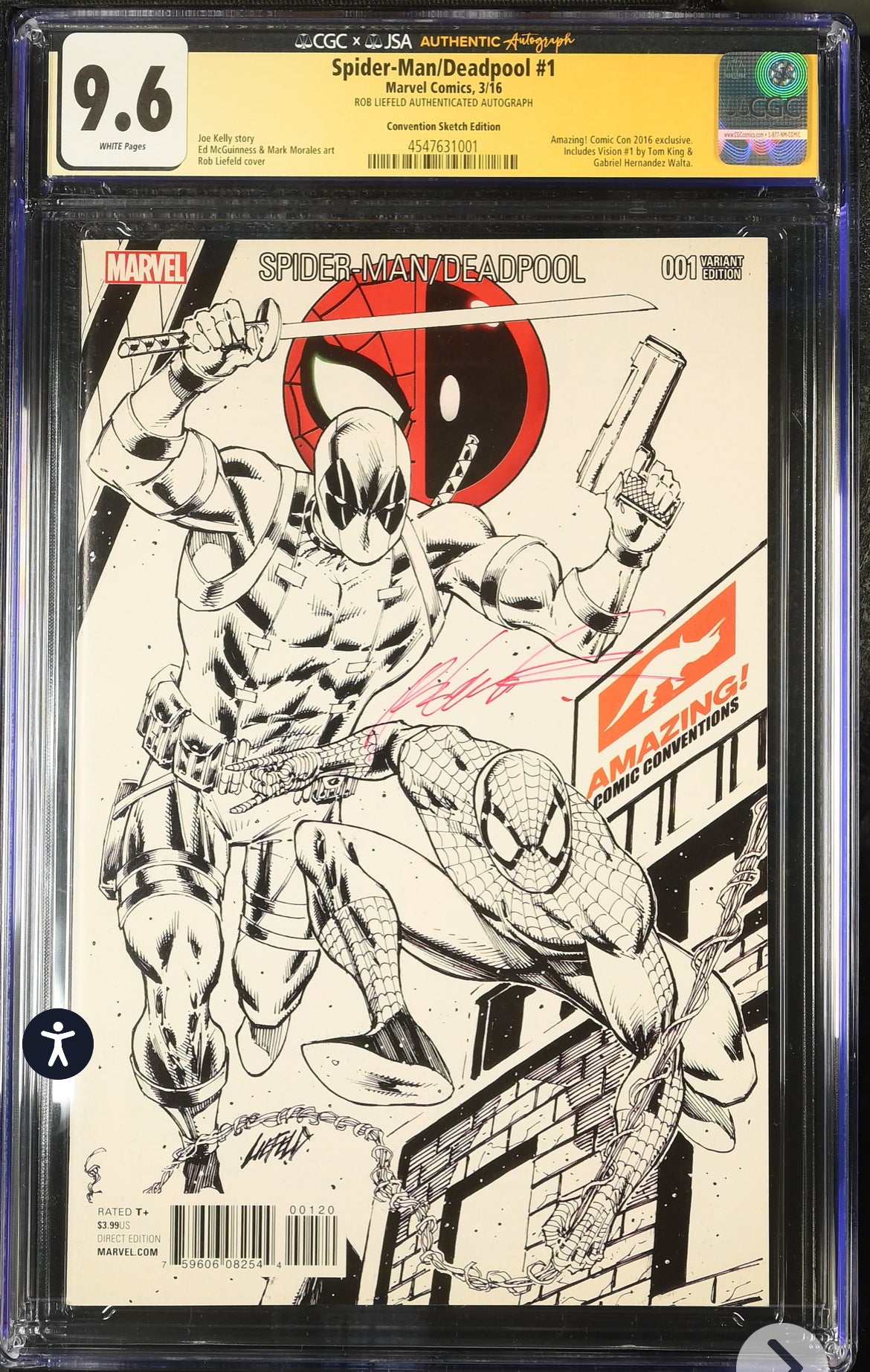 Spider man/Deadpool # 1 Signed by Rob Liefeld Sketch Variant