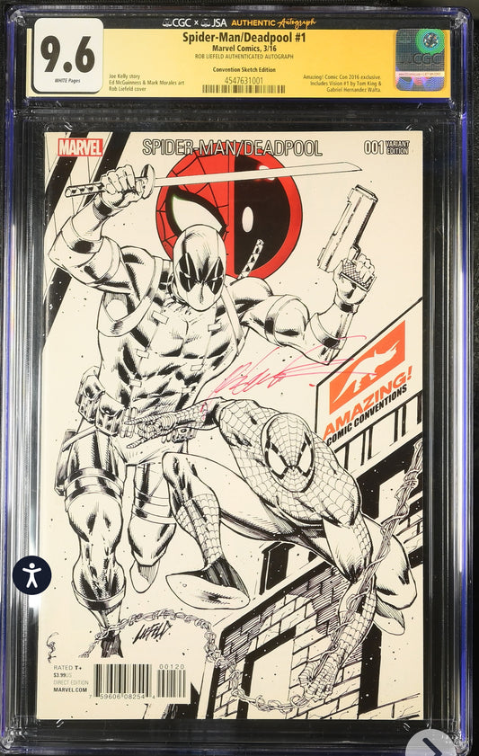 Spider man/Deadpool # 1 Signed by Rob Liefeld Sketch Variant