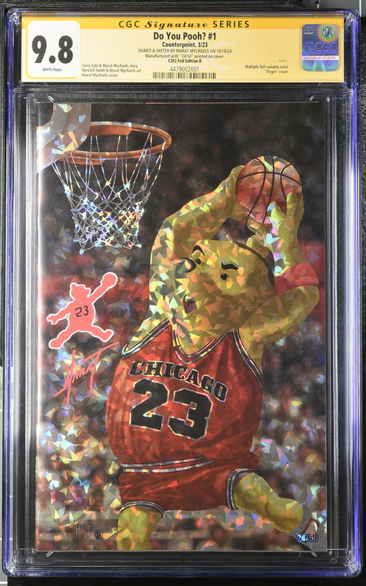 Do You Pooh? #1 C2E2 Crystal Foil Edition Signed and Sketch by Marat Mychaels Limited to 50 Printed